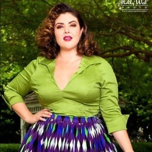 Pinup couture Lauren top Olive Green (Size XS)